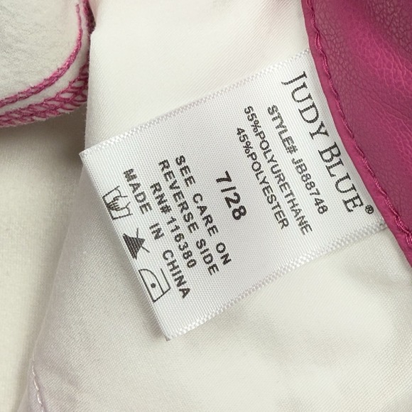 Judy Blue Faux Leather Pants Womens 7/28 (29x30) Pink Straight Leg Highrise - Picture 4 of 10